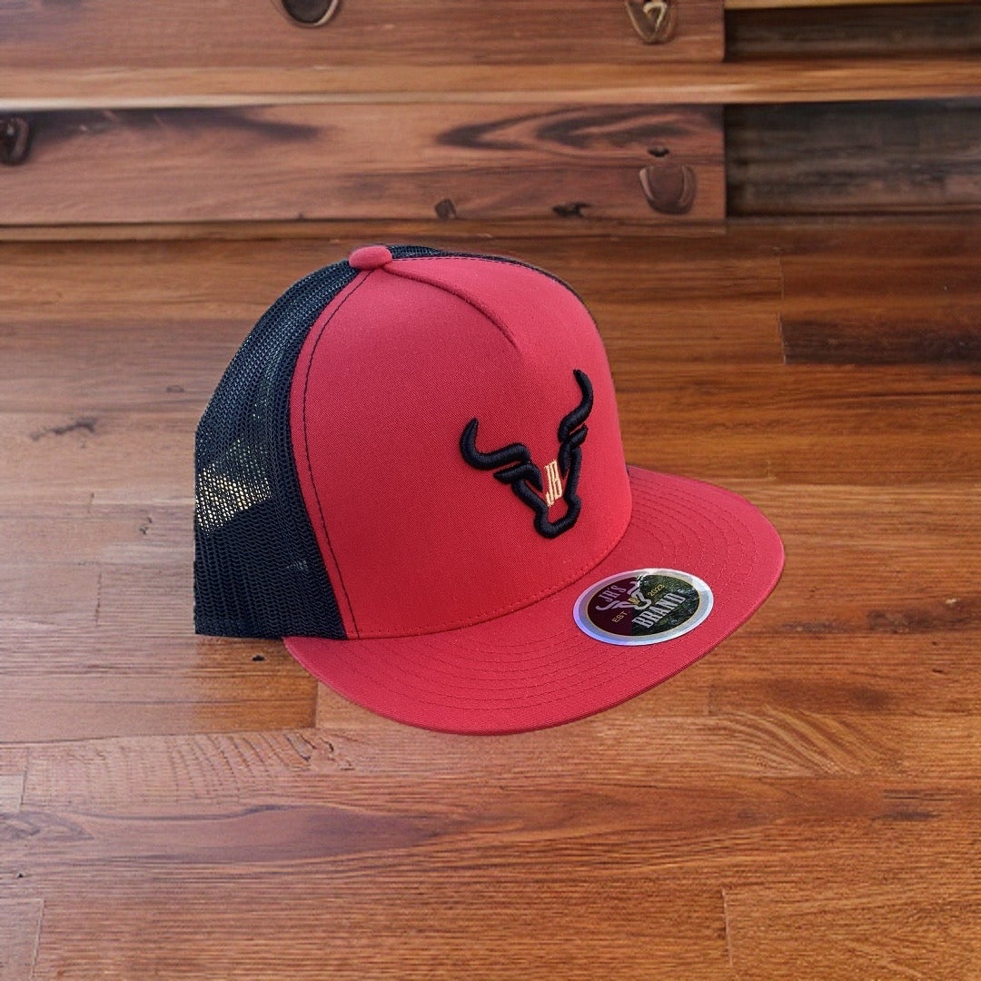 JR's Flat Bill Hat red/black
