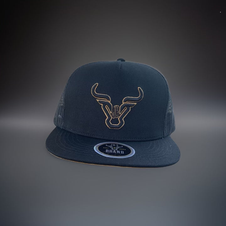 JR's Flat Bill Hat black/gold