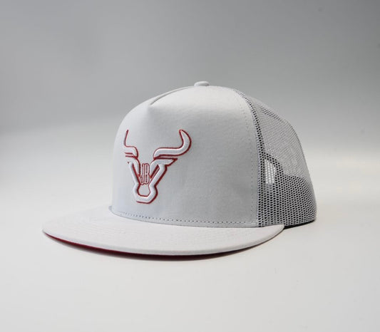 JR's Flat Bill Hat white/red